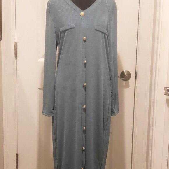 REDUCED-Women's Maxi Length Button Frnt day dress by SHEIN Sz XXL New With TAGS! - Picture 1 of 4